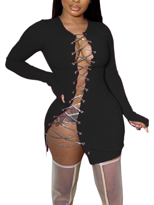 Laced Up Bodycon Dress Nevaeh’s Closet LLC